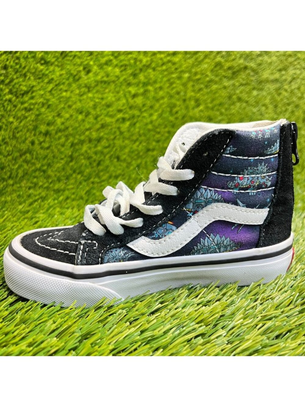 Vans Sk8-Hi Zip Girls Size 10.5C Black Purple Athletic Skateboard Shoes Sneakers